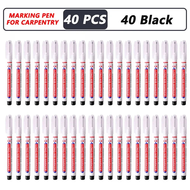 20mm Deep Hole Marker Pen Tips - Long Nib Waterproof Markers for Metal, Woodworking & Bathroom Decoration