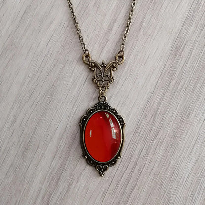 Gothic Vampire Blood Drop Necklace — Vintage Purple & Red Bat Eye Pendant, Witch Jewelry Accessory Gift for Women
