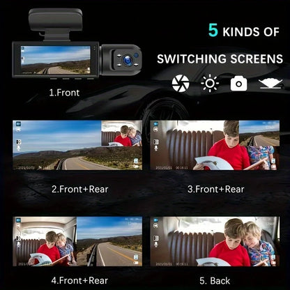 1080P WiFi Dual Camera Dash Cam — Front & Inside Car DVR with IR Night Vision, Loop Recording & Wide-Angle Lens