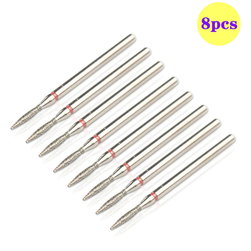 8pcs Diamond Nail Drill Bit Set - Rotary Electric Milling Cutters for Pedicure, Manicure, Cuticle Burr & Nail Tools Accessories