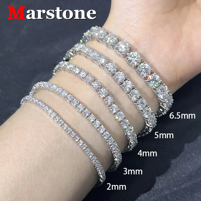 3–6.5MM D Color Moissanite Tennis Bracelet & Necklace Set – Hip Hop S925 Sterling Silver White Gold Plated Jewelry for Men & Women