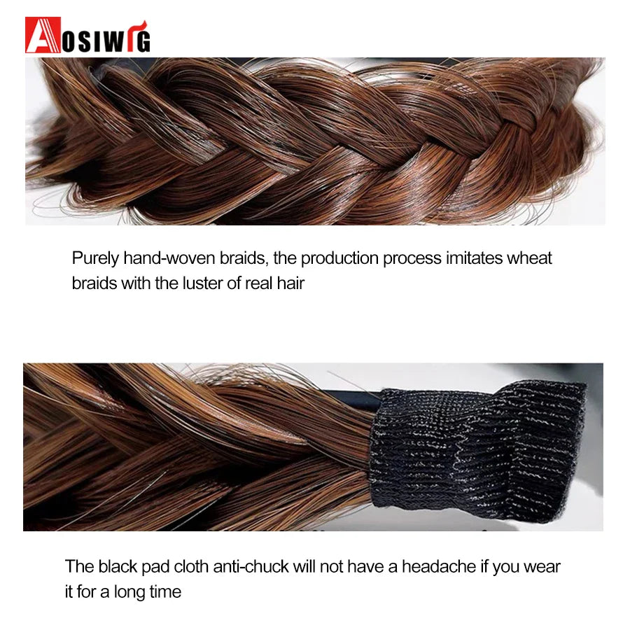 Synthetic Fishbone Braided Headband – Bohemian Plaited Hairpiece for Women Hairstyling