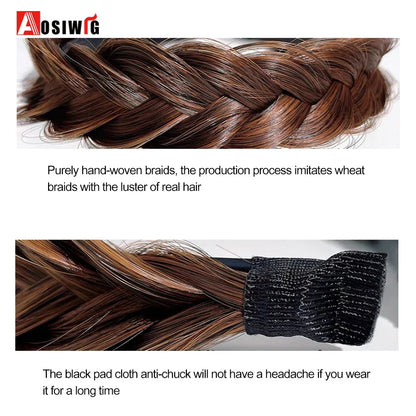 Synthetic Fishbone Braided Headband – Bohemian Plaited Hairpiece for Women Hairstyling
