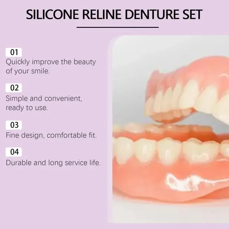 Silicone Denture Set – Temporary Fake Teeth for Orthodontic Fit, Whitening & Oral Hygiene Care
