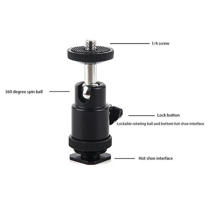 Hot Shoe Phone Clip Universal Mobile Holder Bracket with 1/4'' Screw Mount, Tripod Monopod Stand for SLR Camera