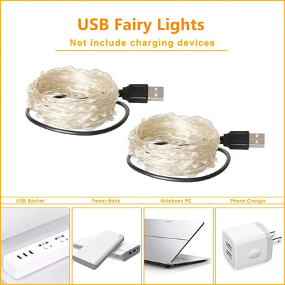 USB LED Fairy String Lights - 20M 200LED Copper Wire Garland for Christmas, Wedding & Outdoor Decor