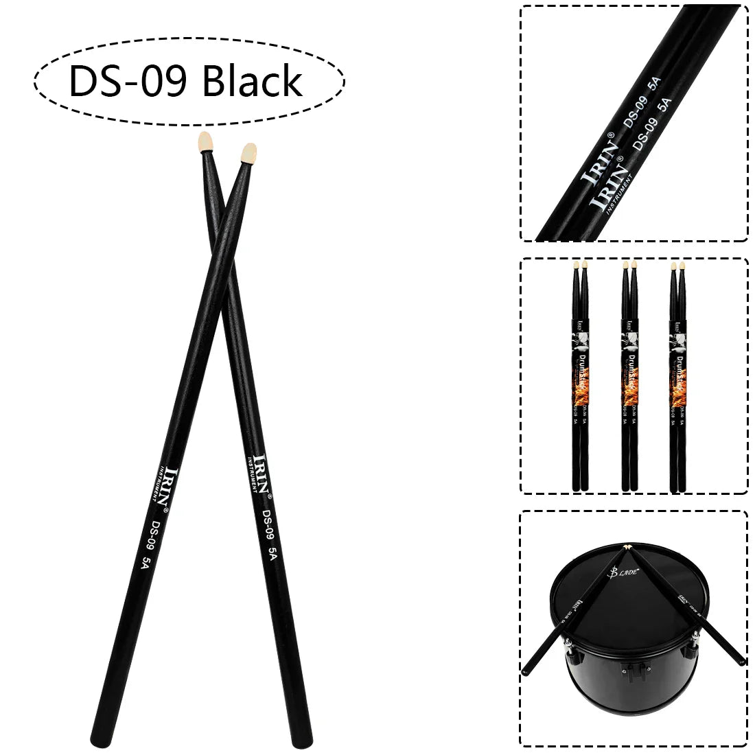 5A Maple Drumsticks – DS-09 Multicolor Drum Mallets, Professional Percussion Musical Instrument Accessories