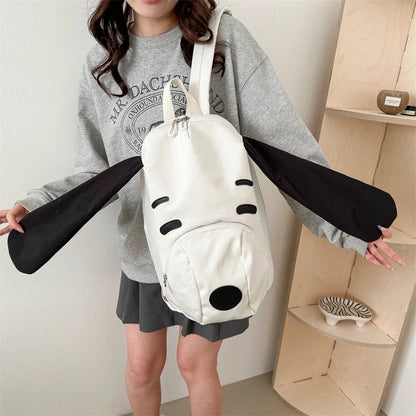 Cute Dog Canvas Backpack 2025 — Korean-Style Portable Student Travel Bookbag