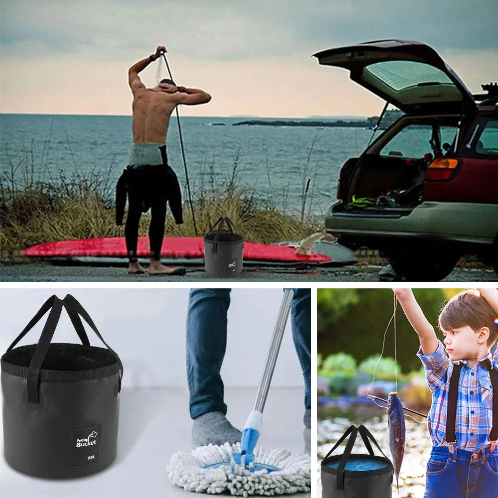 20L Portable Foldable Outdoor Camping Water Storage Bag - Waterproof Travel Bucket for Fishing and More