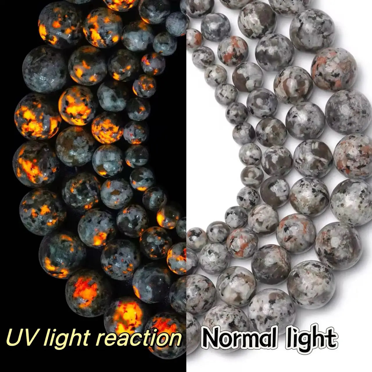 Natural Flame Stone Beads - Yooperlite & Fire Sodalite Loose Spacer Beads for DIY Bracelets and Necklaces