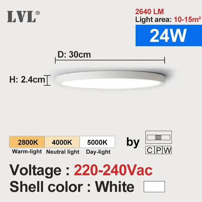 LVL LED Ceiling Light – 3-in-1 Wood Grain & White Round Flush Lamp for Kitchen, Bedroom & Bathroom