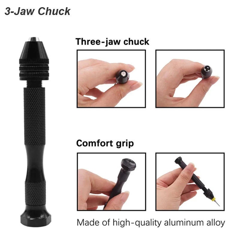 Micro Mini Pin Vise Hand Drill Set – Precision Twist Bit Rotary Tool for DIY Crafts, Jewelry, Resin & PCB Work