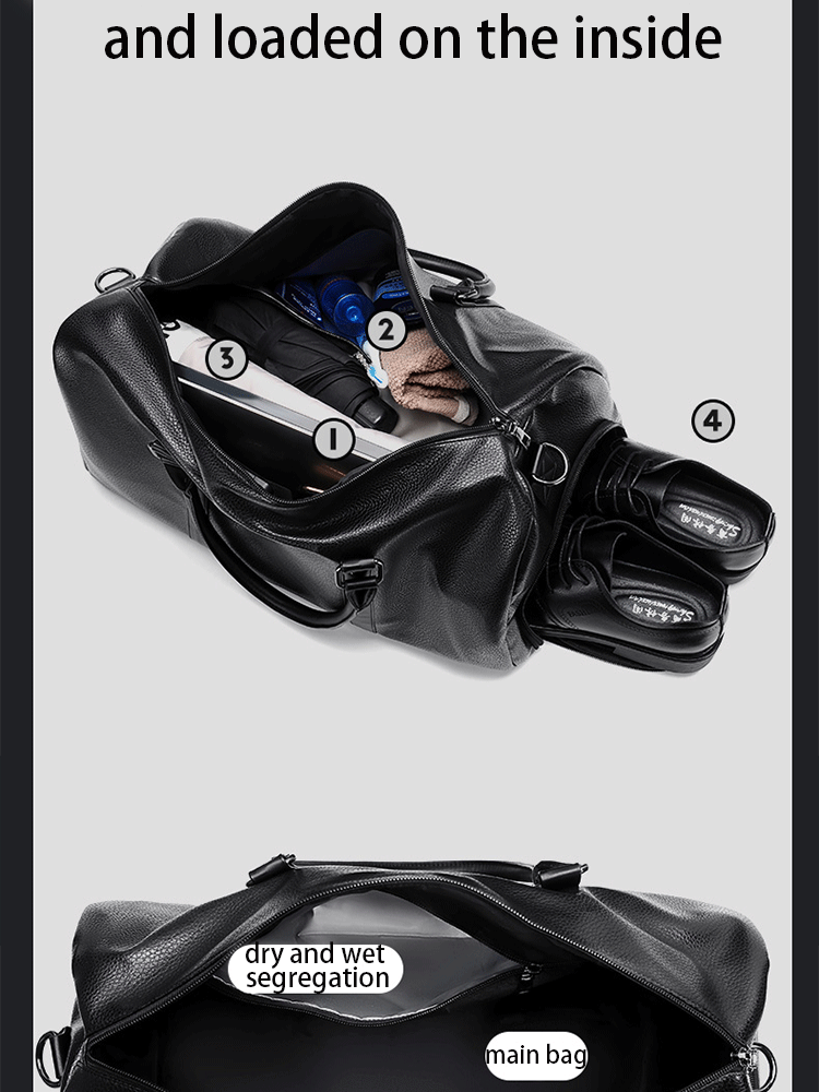Retro Short Trip Bag – Large Capacity PU Waterproof Sports & Fitness Motorcycle Leisure Bag