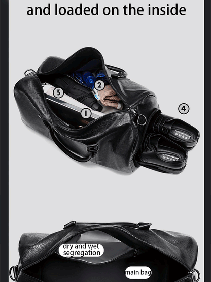 Retro Short Trip Bag – Large Capacity PU Waterproof Sports & Fitness Motorcycle Leisure Bag