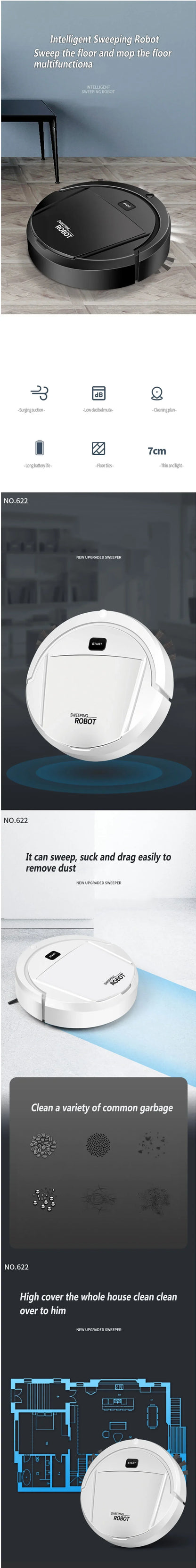 2024 Smart Robot Vacuum Cleaner – Automatic Dry & Wet Cleaning, Intelligent Charging for Home