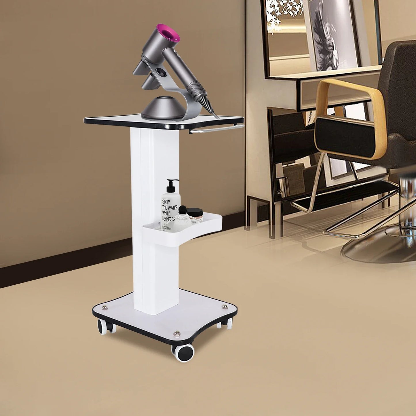 3-Tier Rolling Beauty Salon Trolley – SPA Equipment Stand with Push Handle & Storage Organizer