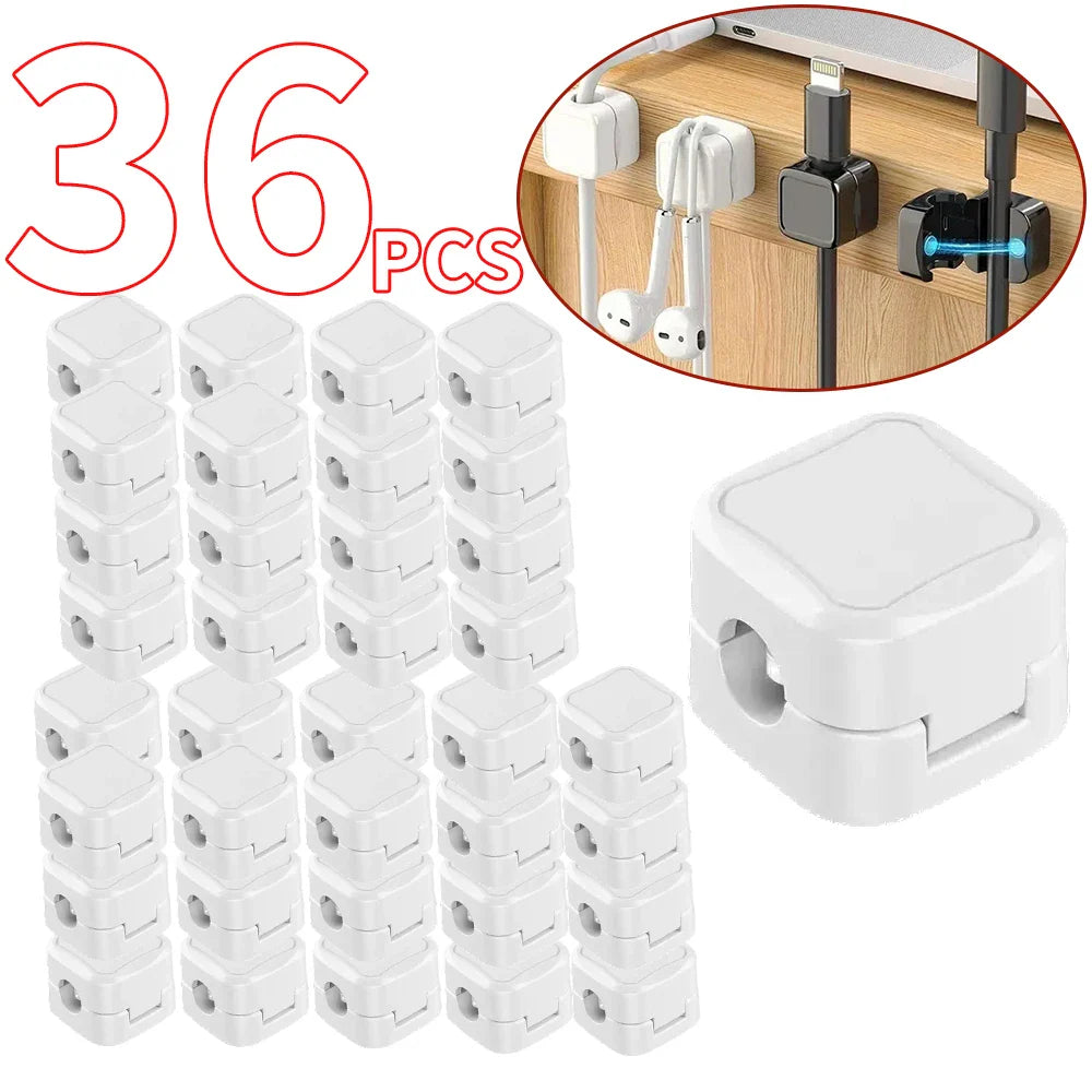 Magnetic Cable Clips – Adjustable Cord Holders for Desk Cable Management, 4/8/16/36PCS Organizer