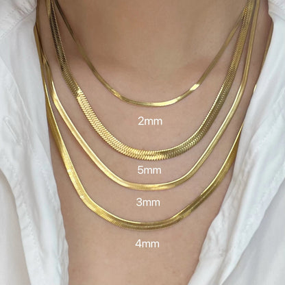 Minimalist Unisex Snake Chain Necklace Choker – Stainless Steel Herringbone Gold Color Fashion Jewelry for Women & Men