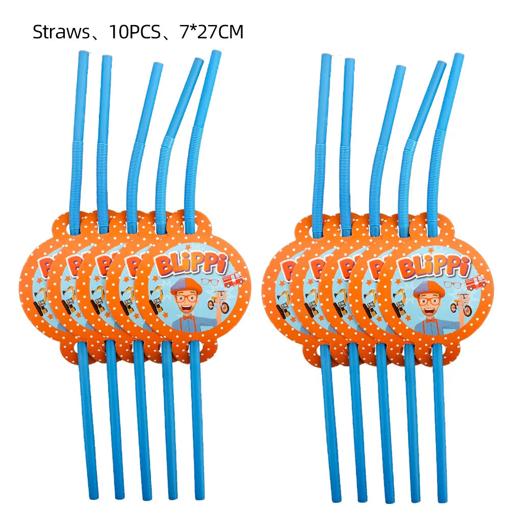 Happy Birthday Party Supplies Set — Cartoon Movie Theme Flag Banner, Paper Tableware, Latex Balloons & Cake Topper Decoration