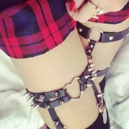 Sexy Leather Thigh Garter Belt – PU Punk Elastic Harness Leg Strap for Women & Girls