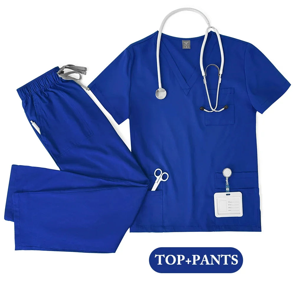 Unisex Medical Scrub Set - Nursing, Dental, Lab & Clinical Workwear Top and Pants