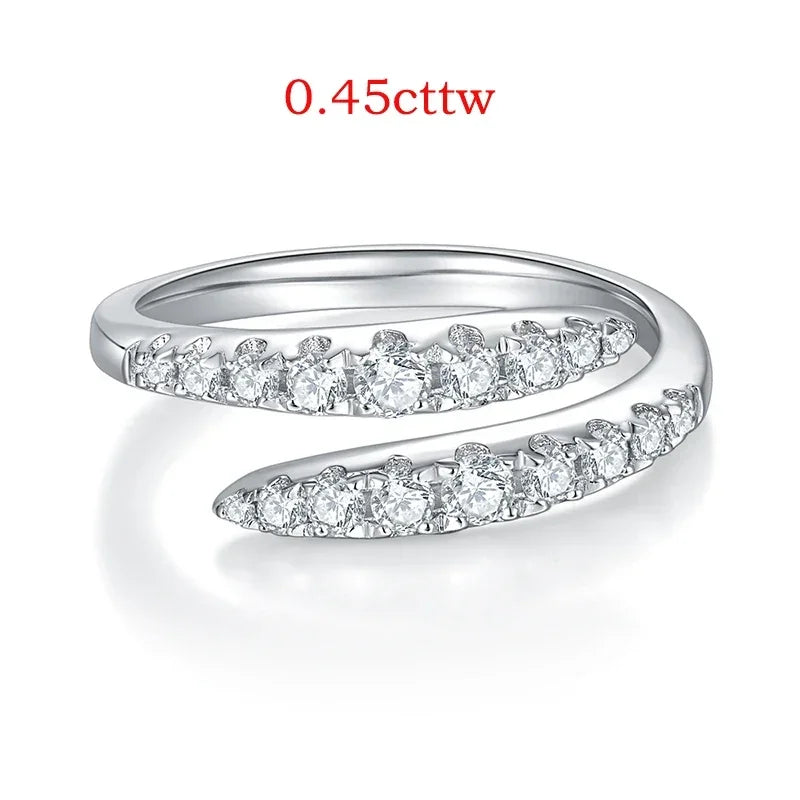 Smyoue 10-Gem Moissanite Ring for Women — Sparkling Lab-Created Diamond Wedding Band, 925 Sterling Silver Jewelry