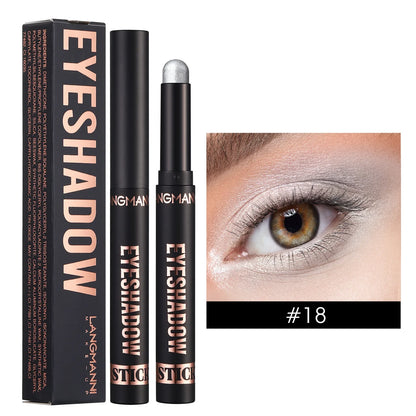 LANGMANNI 16-Color Pearl Waterproof Eyeshadow Stick – Long-Lasting Color & Face Highlight