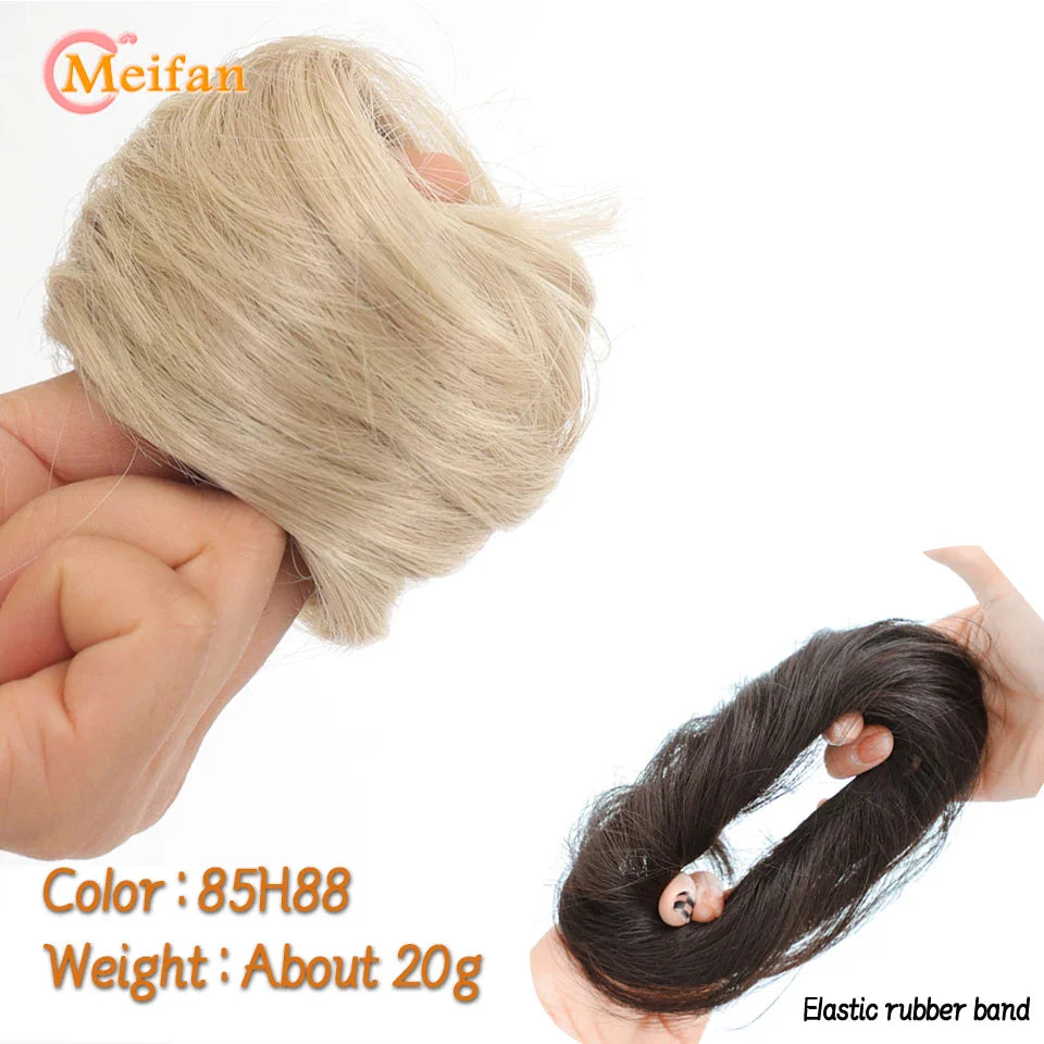 MEIFAN Synthetic Chignon Hair Bun – Elastic Rubber Band Clip-In Updo Ponytail Hair Extension for Women