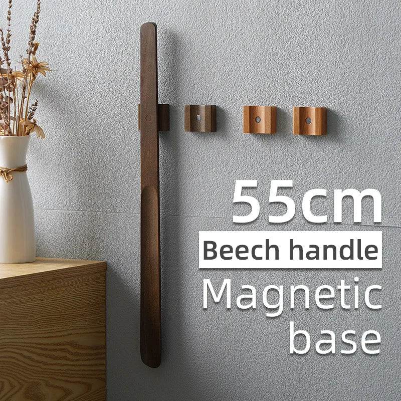 55CM Wooden Long Handle Magnetic Shoehorn - Shoe Spoon Horn for Easier Wear with Customized Logo Support