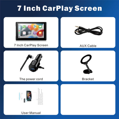 Pionrat 7" Portable CarPlay Screen - Wireless Android Auto Touchscreen with Bluetooth & Navigation
