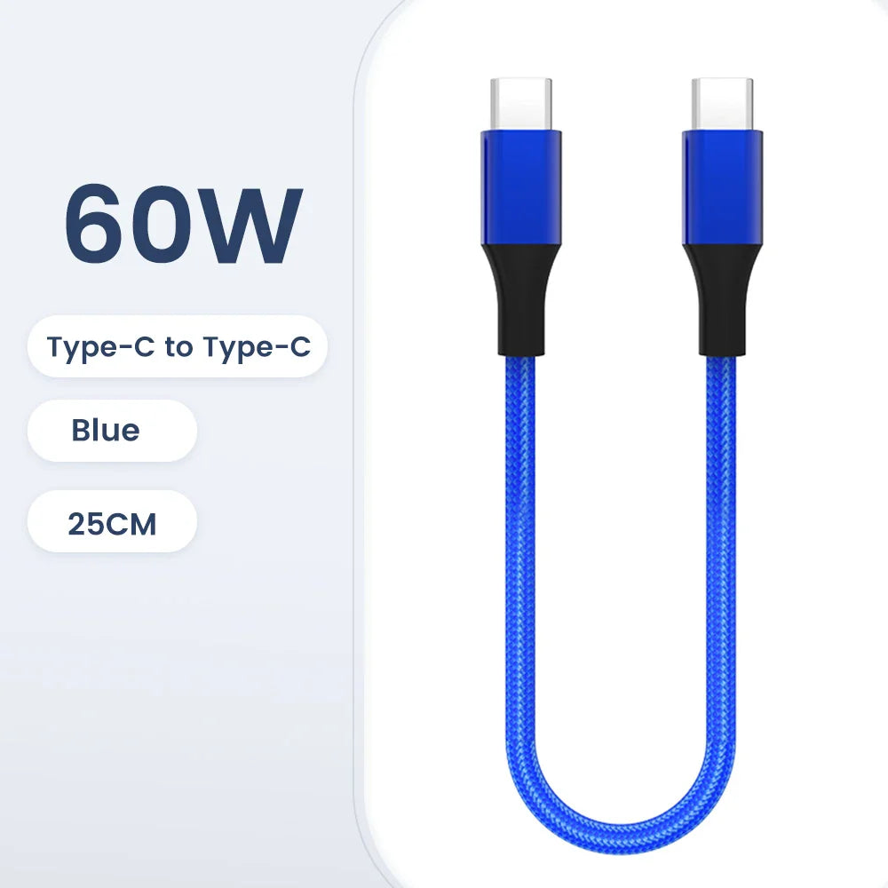 30cm USB-C to USB-C Fast Charging Cable – Compatible with iPhone 15, Xiaomi, Samsung, Huawei & Power Banks