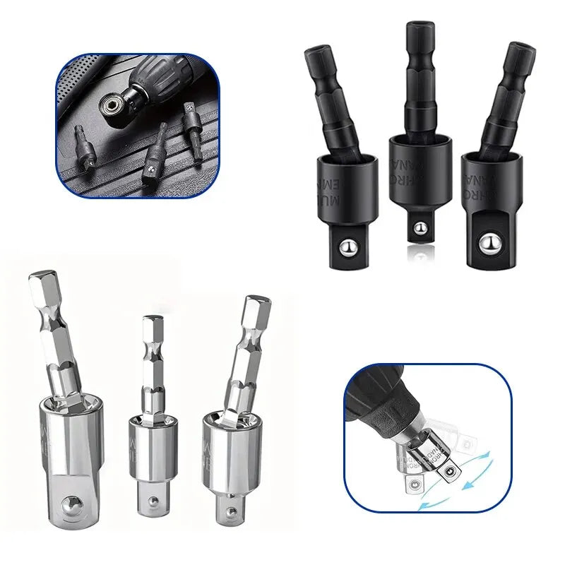 360° Electric Drill Air Screwdriver Sleeve Adapter - Universal Hexagonal Handle to Square Head Rotary Connect Rod Tool
