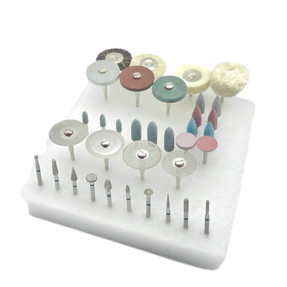 35pcs Dental HP Kit for Grinding & Polishing Ceramic Porcelain – Diamond Burs Brush Dentist Tool Set