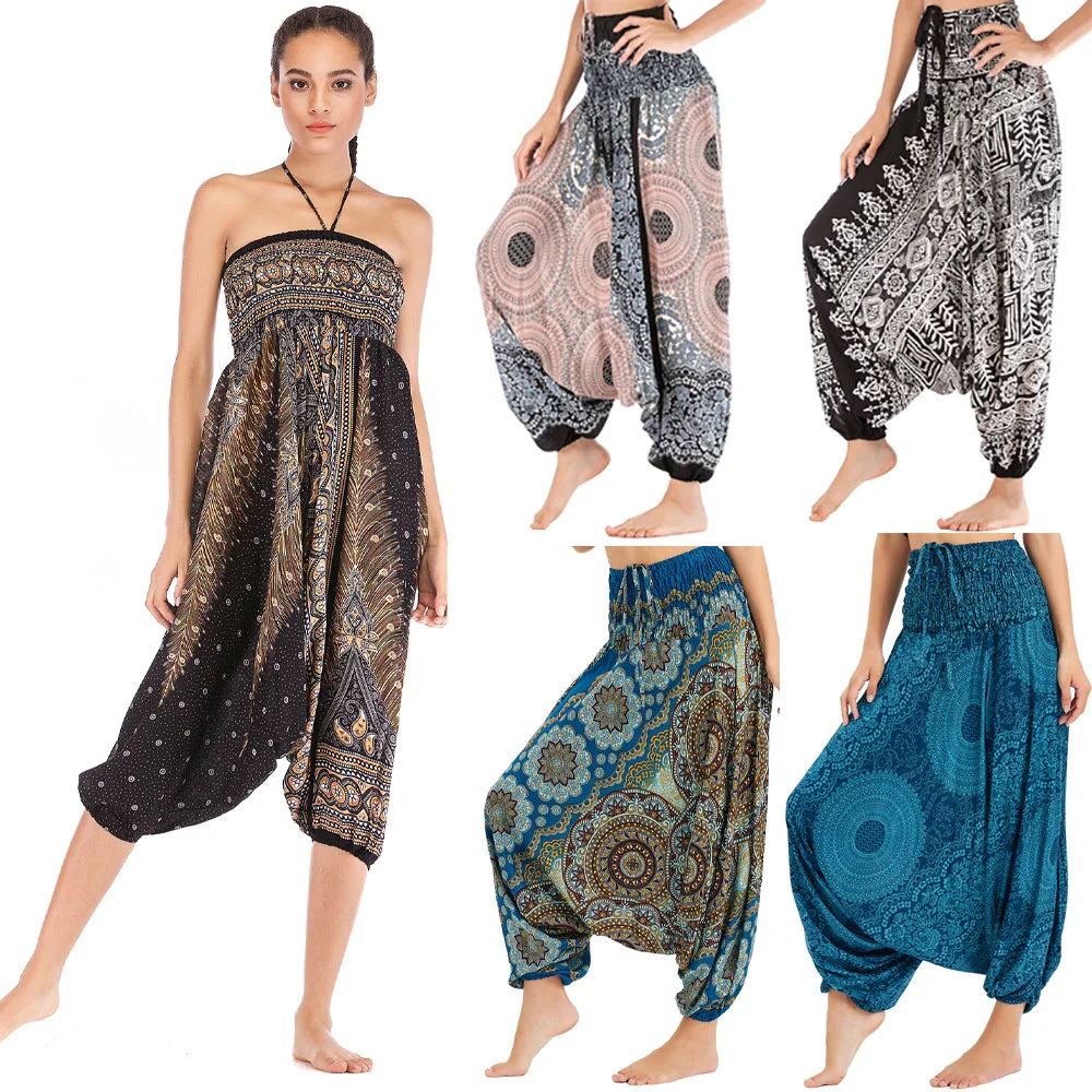 Bohemian High Waist Pants for Women – Rayon Hippie Harem Baggy Yoga Wear, Printed Pantalones Mujer, Boho Calca Feminina