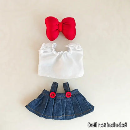 Mini Doll Clothes & Accessories — 15–17cm Labubu & 10cm Cotton Doll Outfit, Pink Hoodie & Yarn Skirt (No Doll)