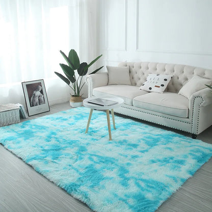 VIKAMA Tie-Dye Plush Carpet – Soft Fluffy Non-Slip Rug for Living Room, Kids’ Room & Baby Crawling Mat