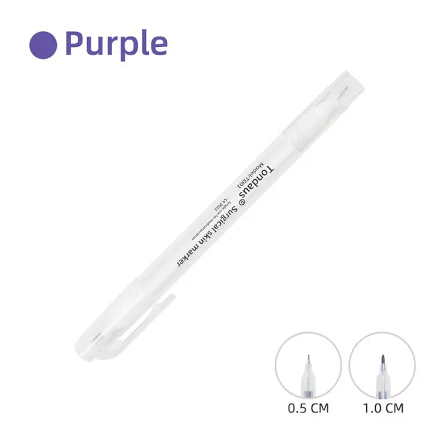 Professional Surgical Sterile Skin Marker Pen – Microblading Tattoo Eyebrow & Lip Marker with Measuring Ruler Set