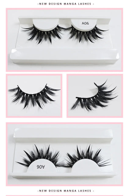 RED SIREN Wet Manga Lashes – Long, Thick Natural Fake Eyelashes for Korean Makeup Fashion