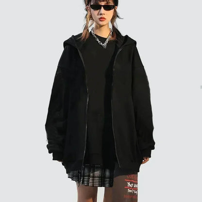 Unisex Oversized Fleece Zipper Hoodie – Y2K Harajuku Style Casual Jacket for Men & Women – Spring, Autumn & Winter Sweatshirt