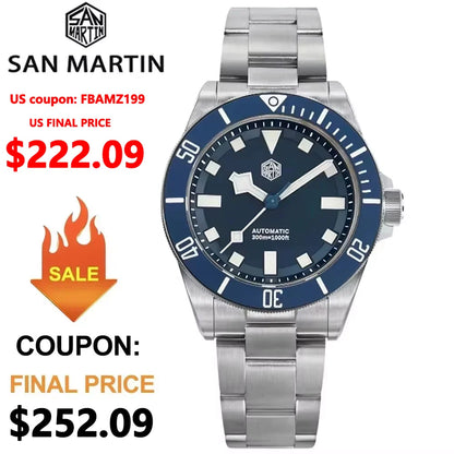 San Martin SN0121T Titanium Diving Watch – NH35 Automatic Movement, Grade 2 Titanium, 120-Click Bezel, 300M Waterproof Wristwatch