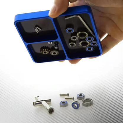CNC Aluminum Magnetic Screw Tray 98×98×11mm – Nut, Bolt & Gasket Storage Organizer for RC Car, Boat & Airplane Models