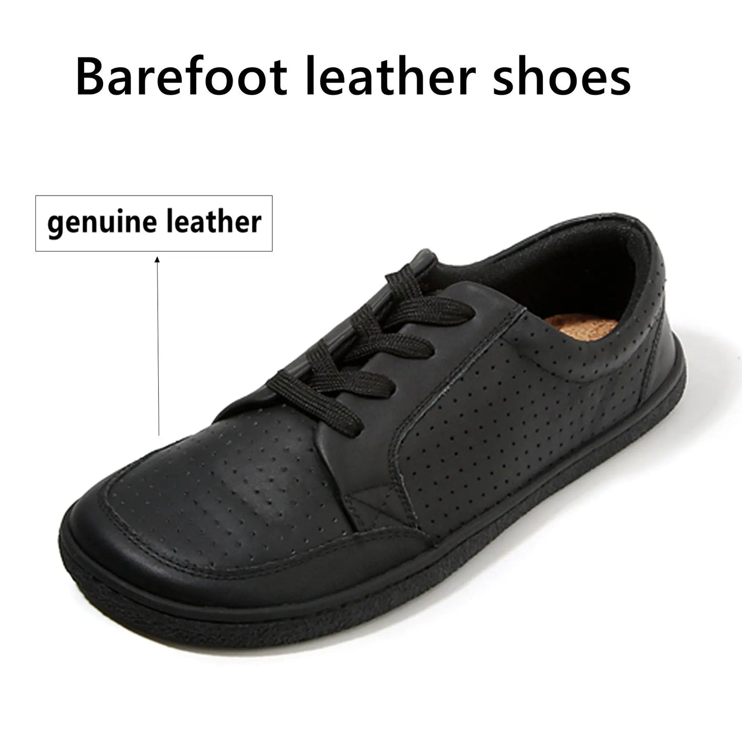 TONGLEPAO Barefoot Leather Sneakers — Unisex Lightweight Flat Shoes with Zero Drop Sole & Wide Toe Box