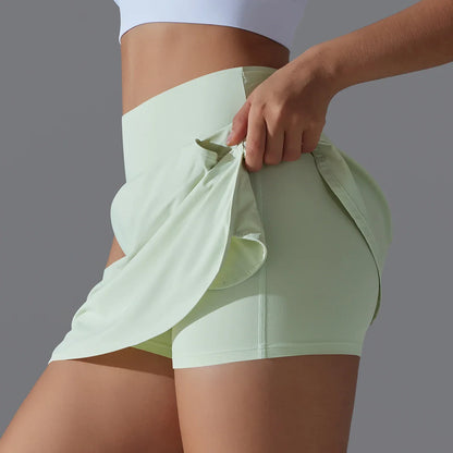 Women’s Gym Running Shorts – Double Layer Quick-Dry Fitness Jogging Workout Shorts with Pocket