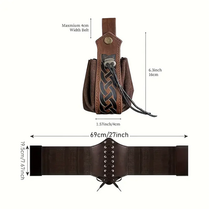 Medieval Steampunk Leather Waist Belt Pouch – Viking Knight Cosplay & Motorcycle Bag