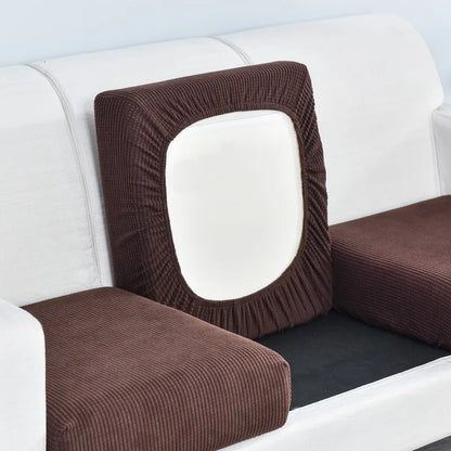 Polar Fleece Sofa Cushion Cover - Elastic Furniture Protector Slipcover for Living Room Sofa Chair Pet Kids Mat 10 Sizes