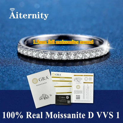 100% Pass Diamond Tester Pen & Moissanite Ring – Matching 925 Sterling Silver Wedding Band for Women
