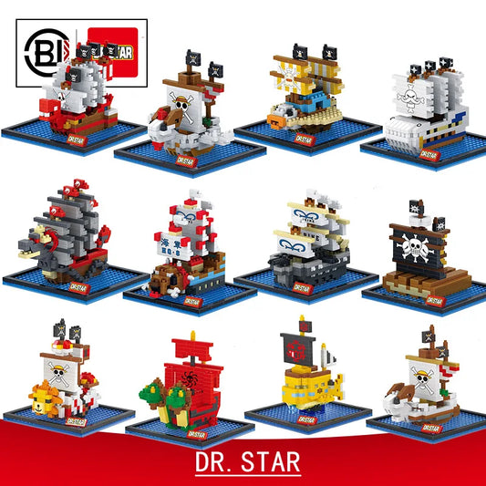 Anime Pirate Ship Building Blocks – Thousand Sunny & Going Merry Diamond Brick Figures, Polortang Toy Set Christmas Gift