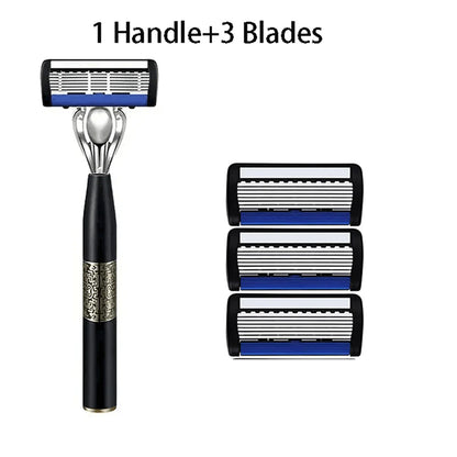Men’s 7-Layer Stainless Steel Safety Razor – Washable Manual Shaver with Beard Guard & Metal Razor Holder