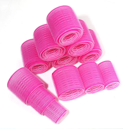 28pcs Hair Roller Set – 18 Plastic Self-Grip Curlers in 3 Sizes with 10 Metal Clips for DIY Hairdressing