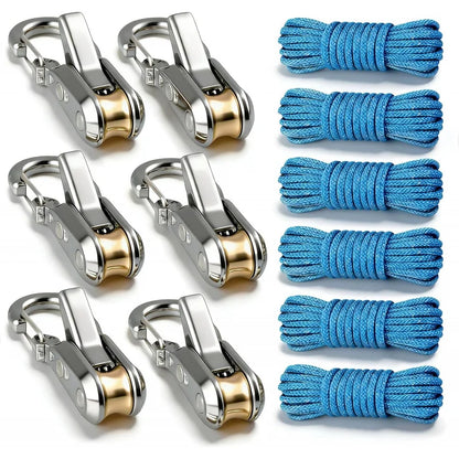 Rope Tying & Tensioning Tool - Heavy-Duty Retractable Buckle with Roller Tensioner for Camping & Outdoor Use